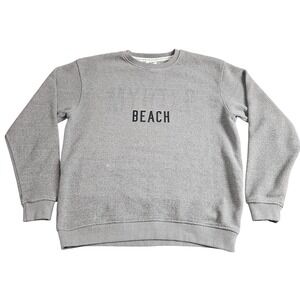 Beach Crewneck Sweatshirt Medium Gray French Terry Minimalist Casual Cozy Comfy